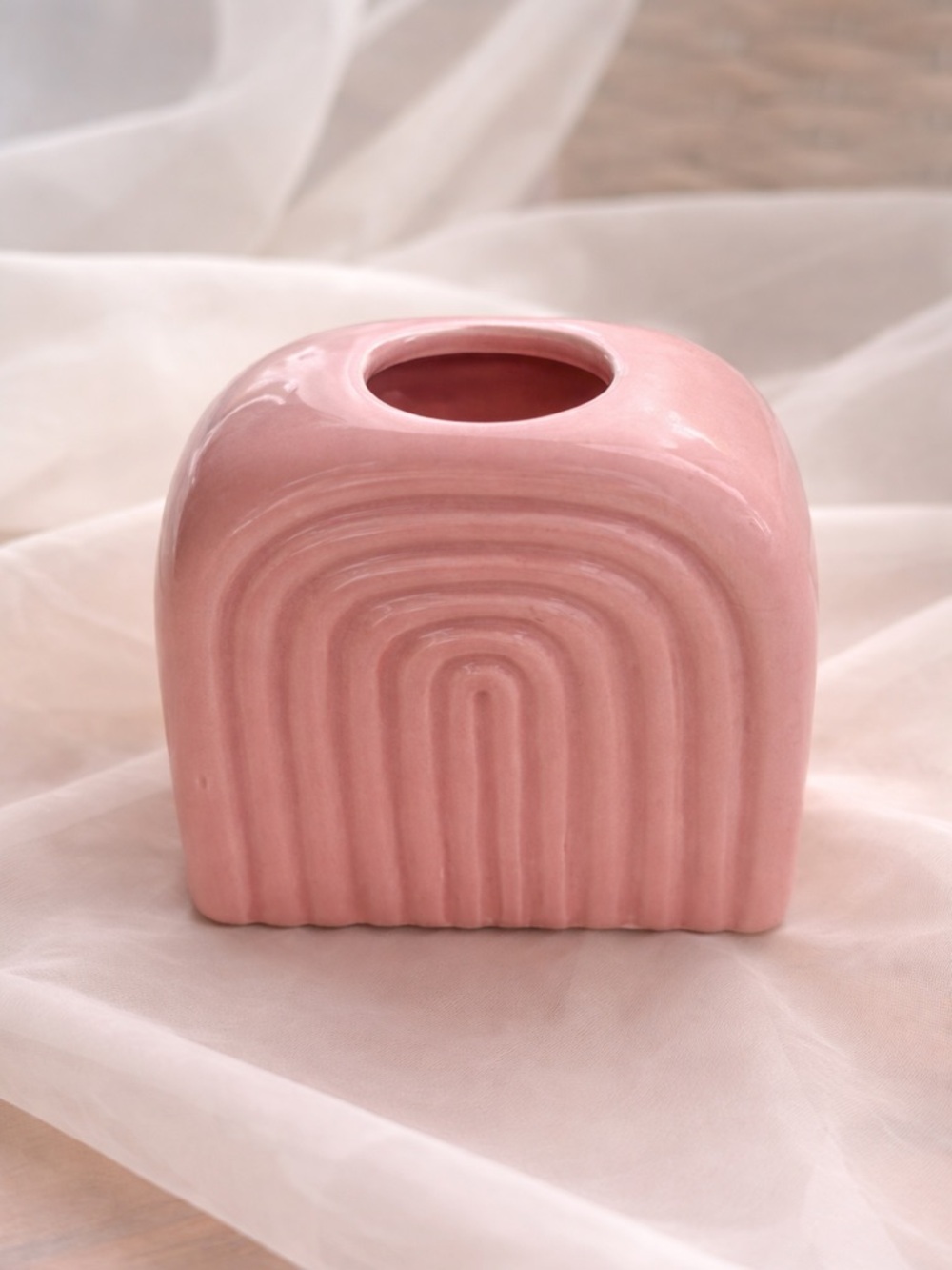 Pink Ceramic Rainbow Vase | Minimal Boho Arch Design Bud Vase